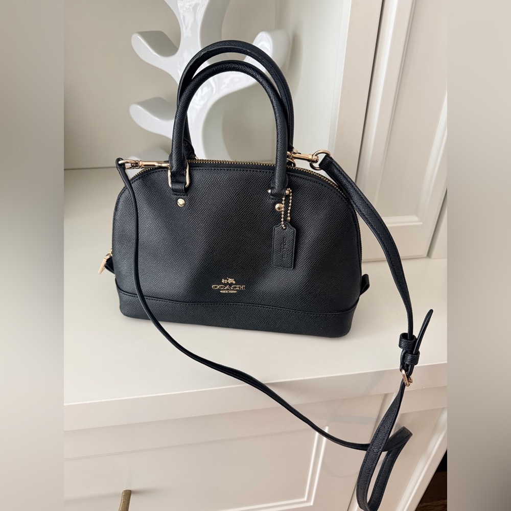 Coach Black Saffiano Leather Dome Satchel with Gold Hardware - Picture 10 of 16